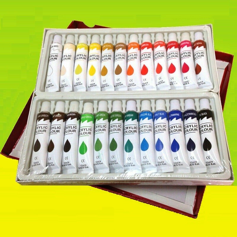 24 PC ACRYLIC Paint Set Professional Artist Color Painting 12ml Tubes 24 PC ACRYLIC Paint Set Professional Artist Color Painting 12ml Tubes