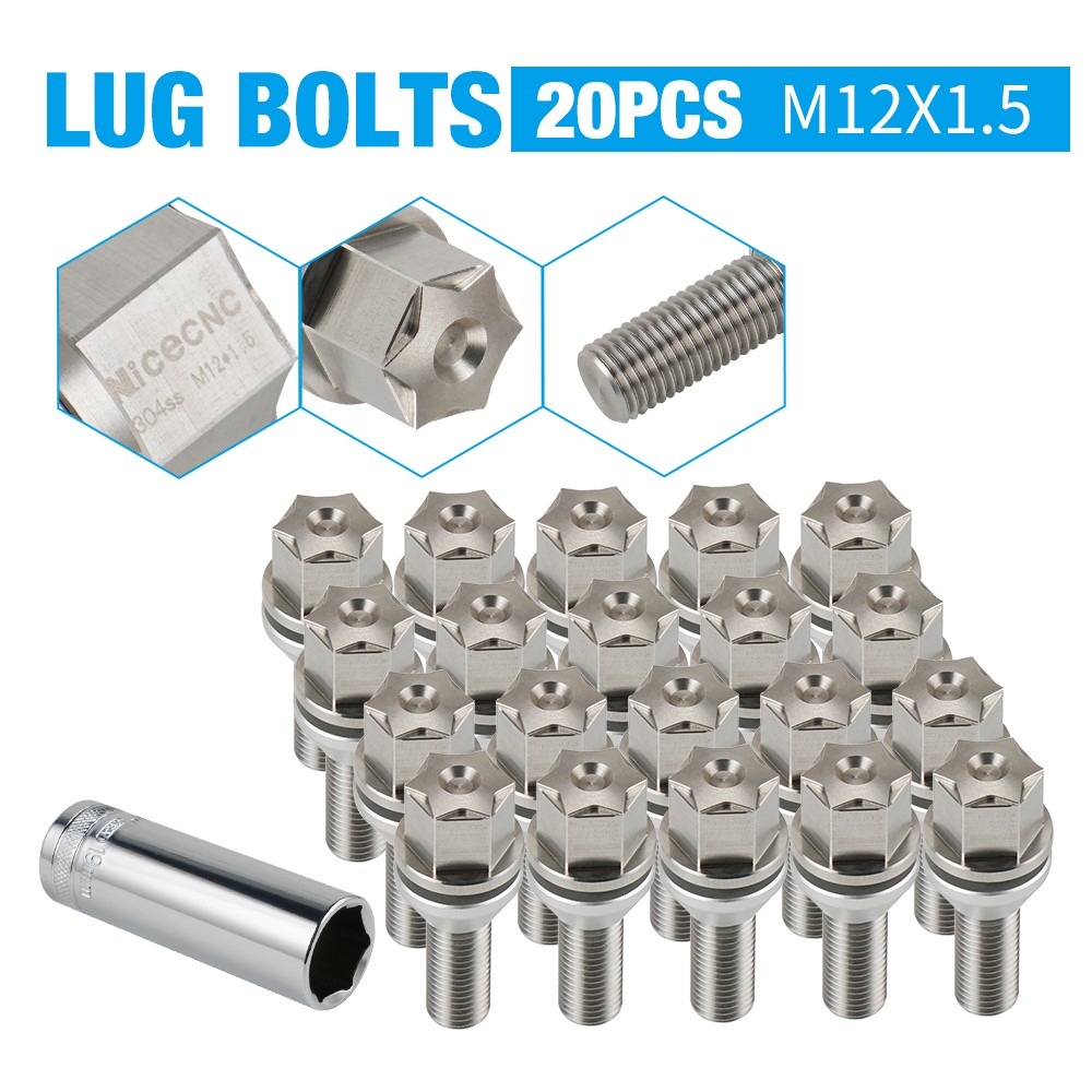 NICECNC 20PCS 12mmX1.5 Wheel Lug Bolts For BMW Z4 Z8 E52 E85 E86 E89 2003-2014
