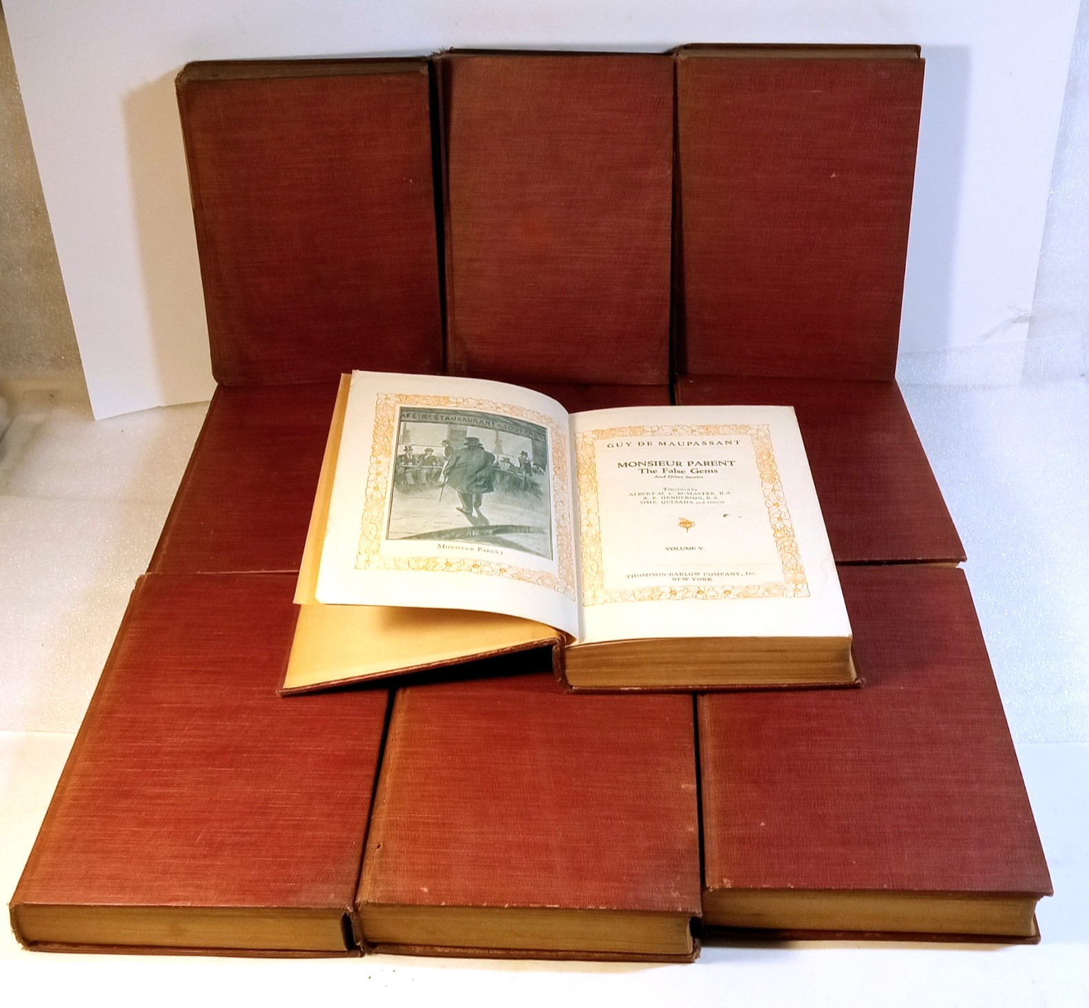 Guy de Maupassant Complete Works Vol I-X Flaubert Edition 1923 10 Vol HC Set