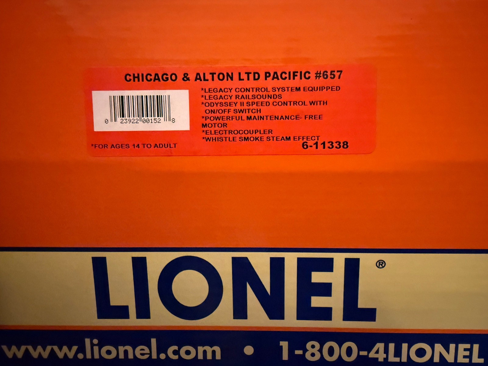 LIONEL ALTON LIMITED LEGACY SCALE 4-6-2 PACIFIC STEAM LOCOMOTIVE #657