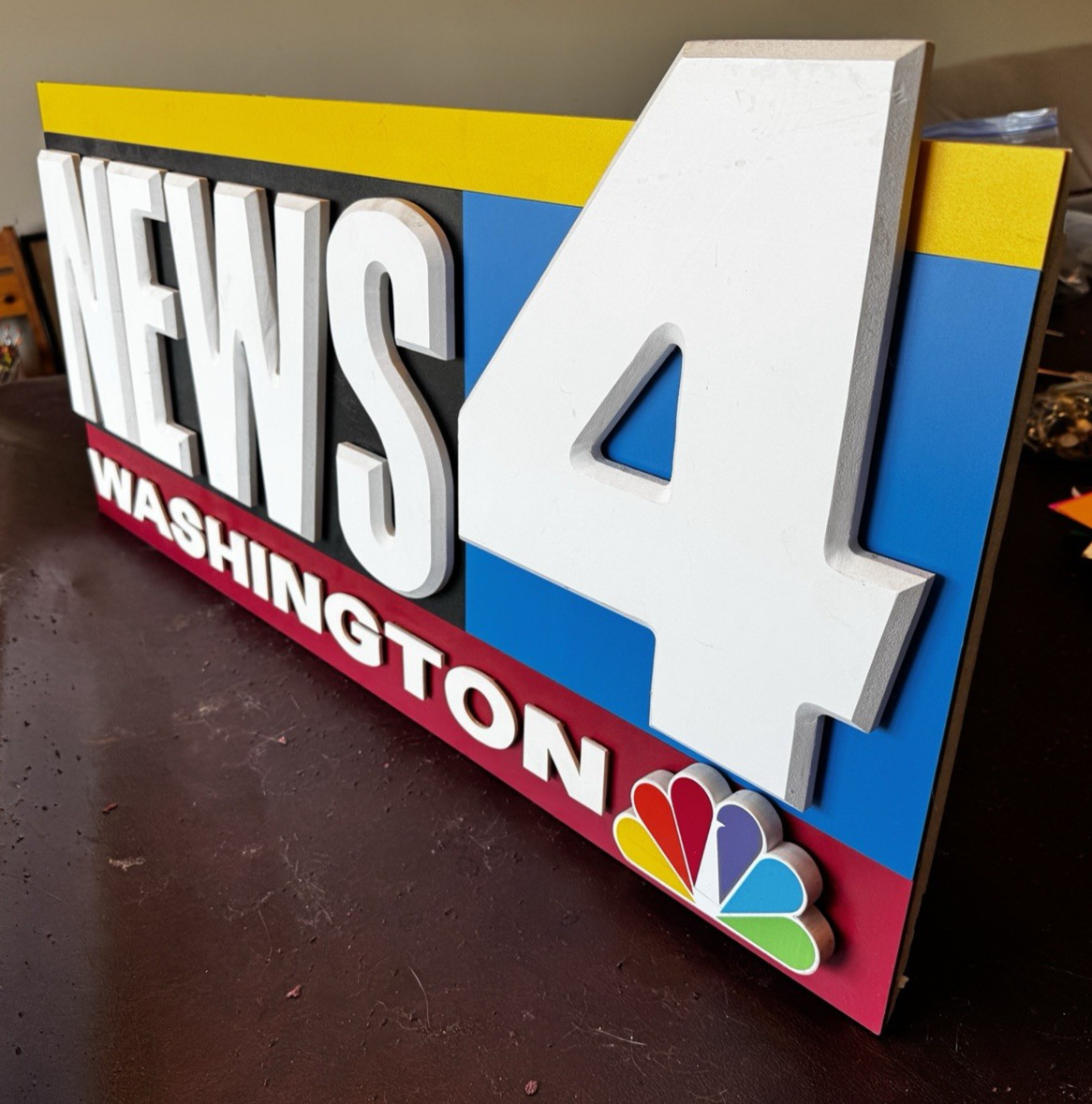 Rare NBC News 4 Washington WRC-TV 3D Studio Display Sign Peacock TV Memorabilia