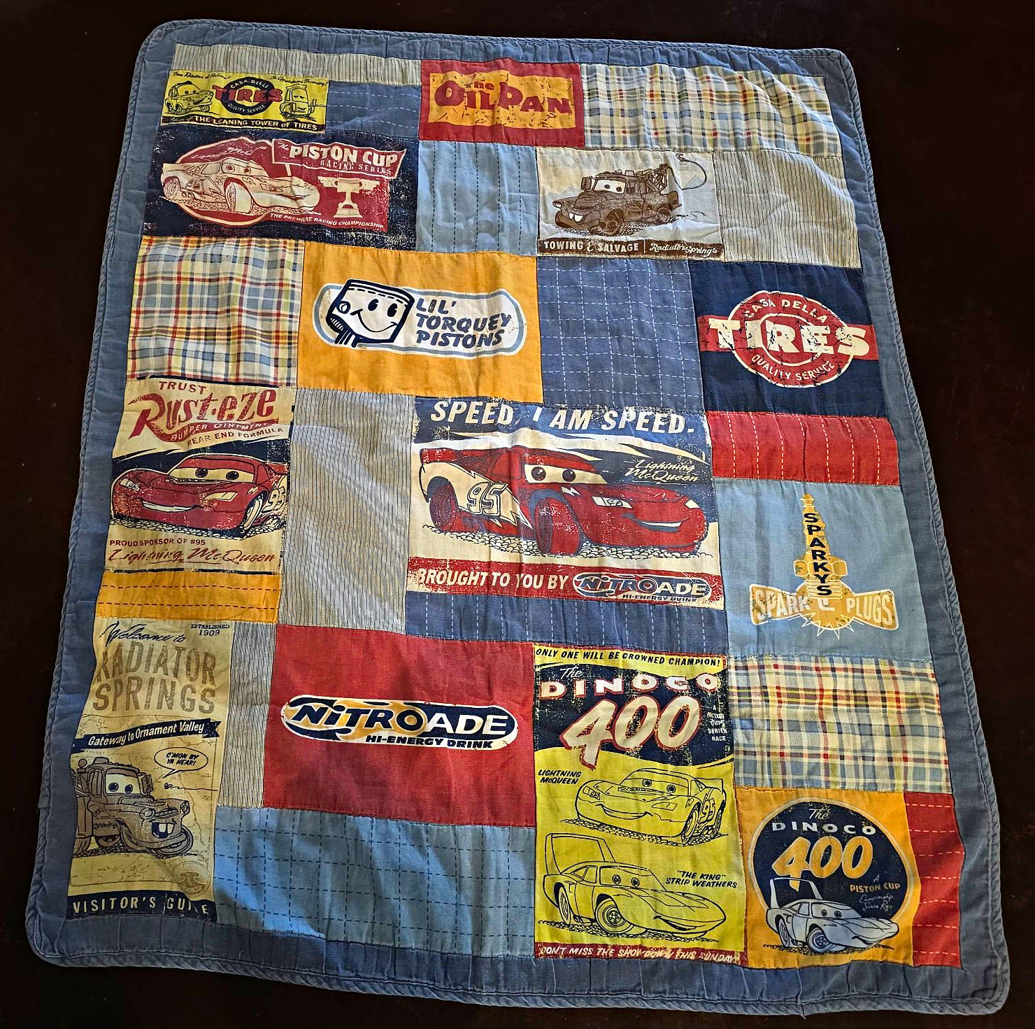 Vintage 2006 Pottery Barn Kids Disney Pixar Cars Quilt 41x50 Lightning McQueen