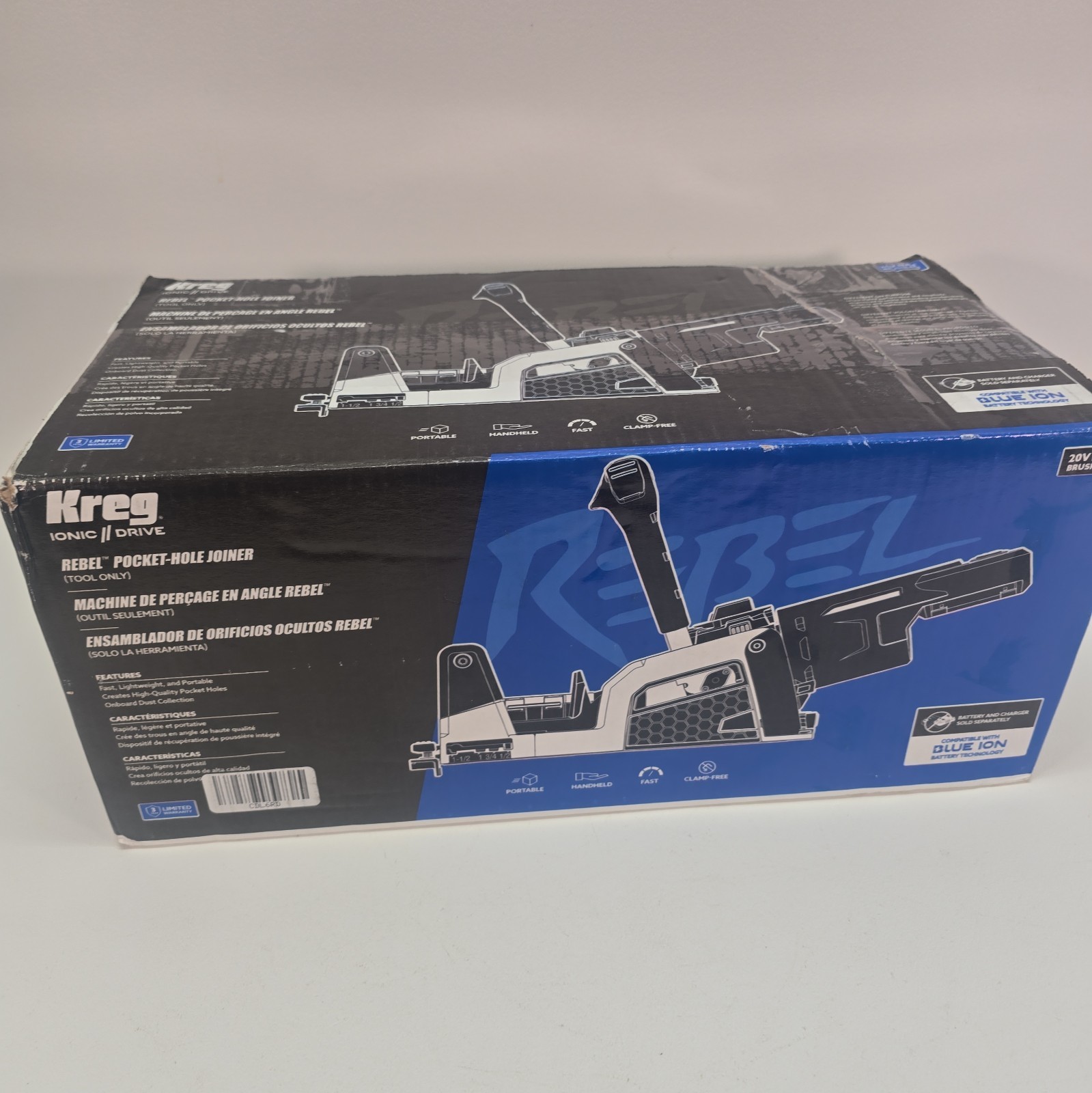 Kreg Rebel 20V Drive Pocket-Hole Joiner Kit KPTBRB100A Brushless Bare Tool Kreg Rebel 20V Drive Pocket-Hole Joiner Kit KPTBRB100A Brushless Bare Tool