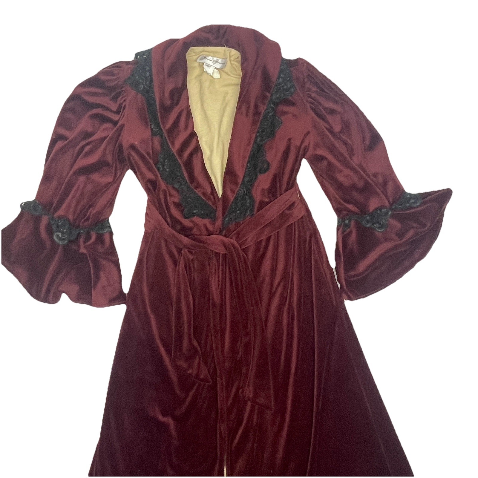 Vintage Hopeless Romantic MEDIUM Victorian Velveteen Dressing Gown Robe Boudoir