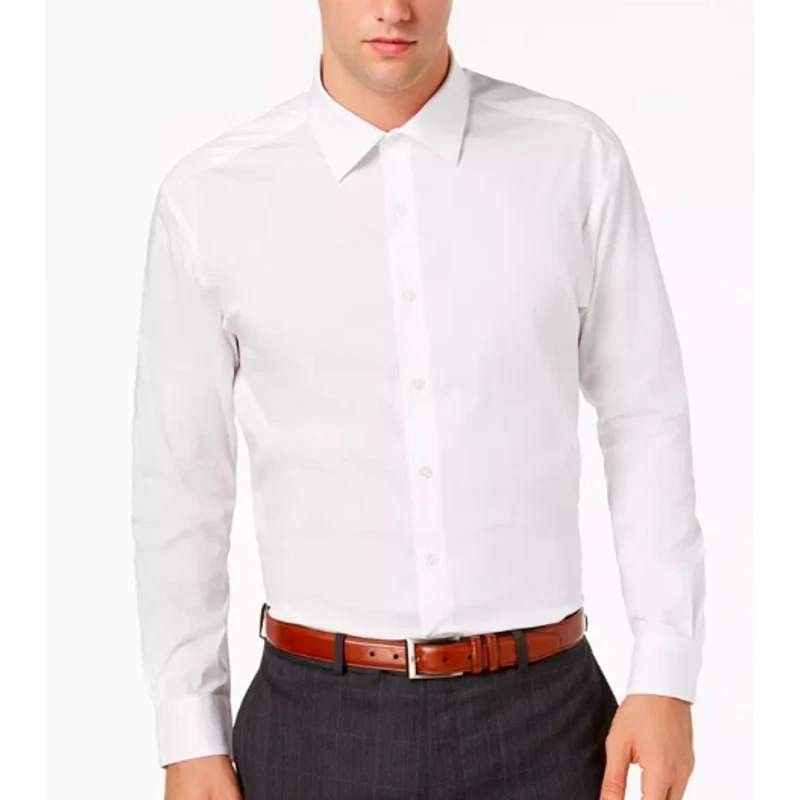 NWT Alfani Dress Shirt Men\'s M 15-15.5 34/35 White Cotton Blend Stretch Reg Fit