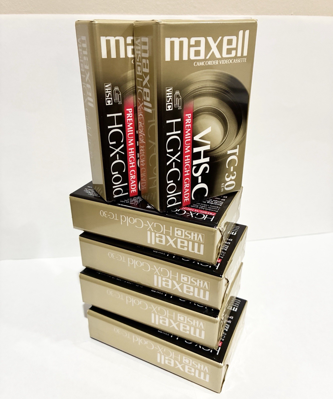 SIX 6 MAXELL TC-30 VHS-C HFX-GOLD SEALED NEW OLD STOCK CAMCORDER MADE IN JAPAN