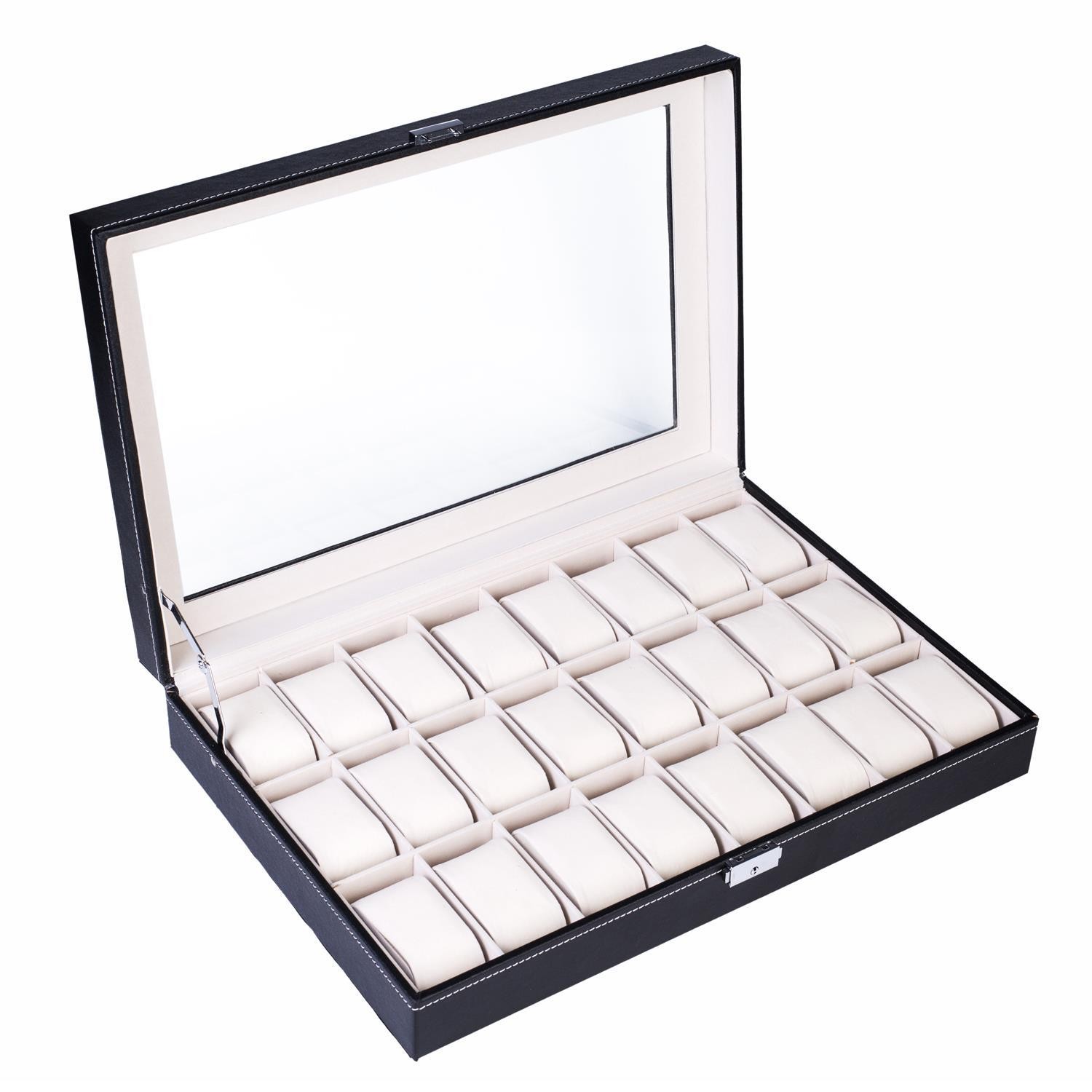 New 24 Slot Wrist Watch Box Display Case Organizer Storage Presents