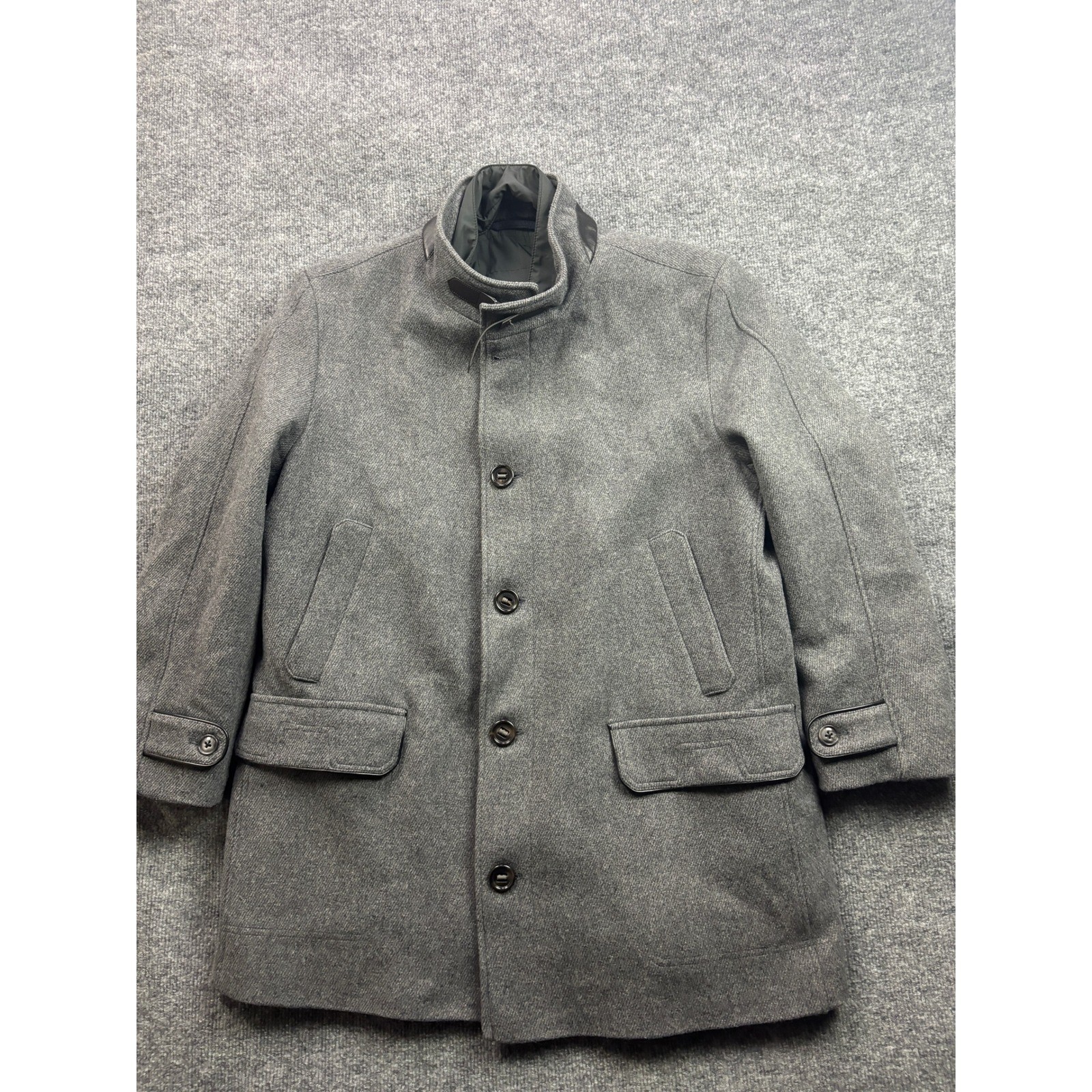 Schneiders Salzburg Car Coat Mens 44 Grey Wool Blend Layered Bib Jacket