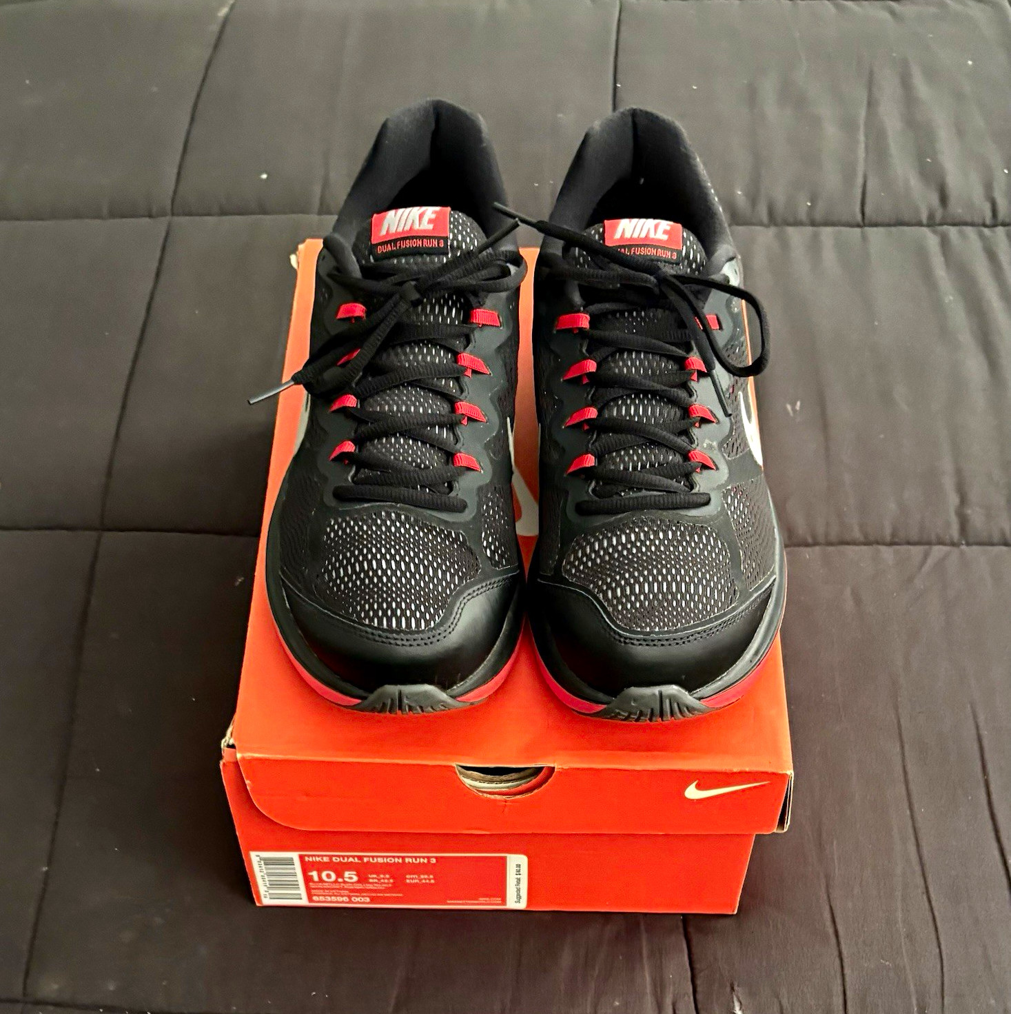 Men’s Nike Dual Fusion Size 10.5 Run 3 Worn 1x Blk/Red Wolf/ Wht *Original Box Men’s Nike Dual Fusion Size 10.5 Run 3 Worn 1x Blk/Red Wolf/ Wht *Original Box