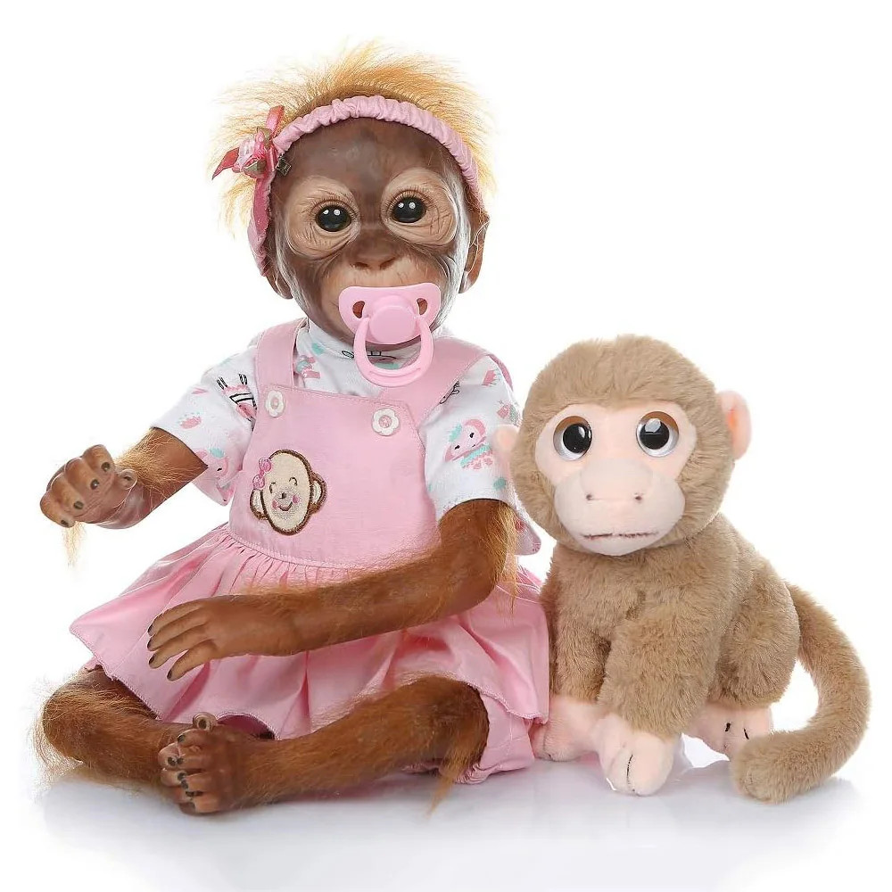 50cm Lifelike Monkey Doll Silicone Vinyl Reborn Baby Ape Newborn Like Real Orang