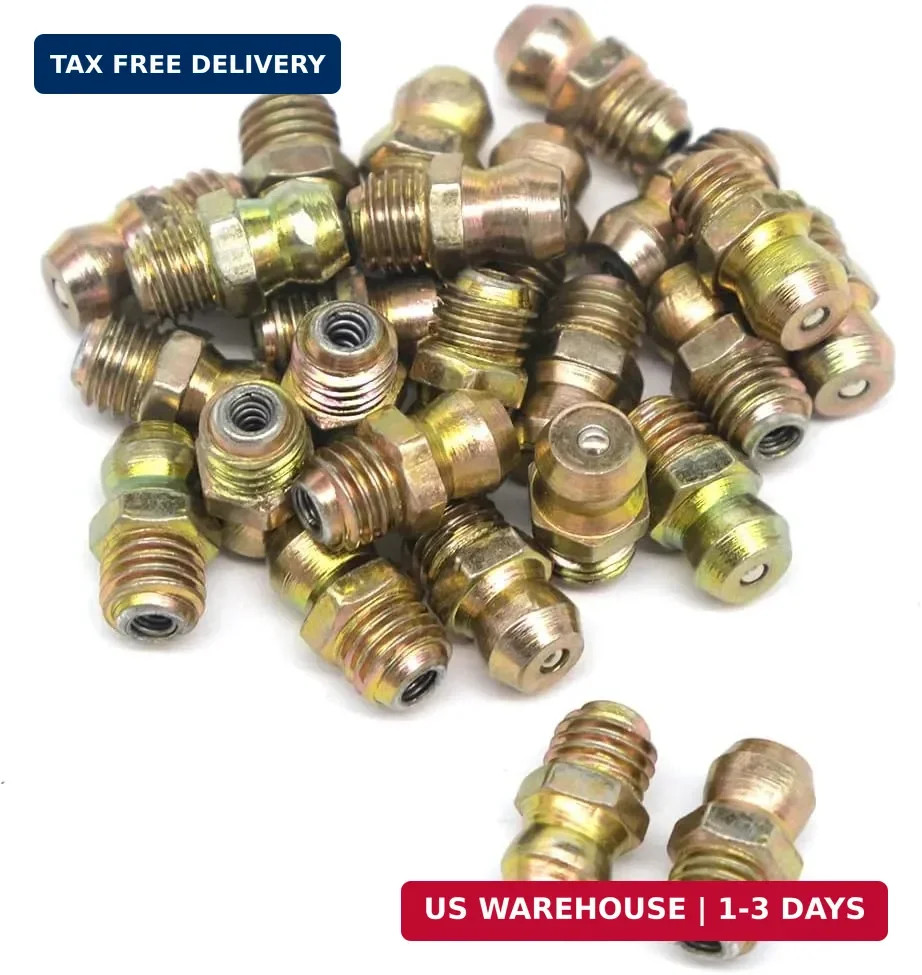 25 Pcs/Set 1/4-28 SAE-LT Copper Taper Thread Grease Zerk Nipple Fitting (Straigh