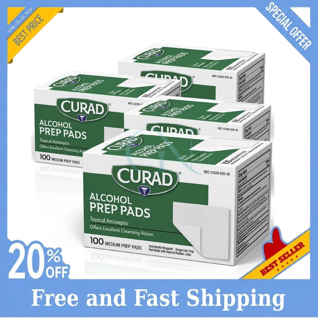 Alcohol Prep Pads (Pack of 4 Boxes) 400 Pieces of Medium Isopropyl Alcohol Wip Alcohol Prep Pads (Pack of 4 Boxes) 400 Pieces of Medium Isopropyl Alcohol Wip