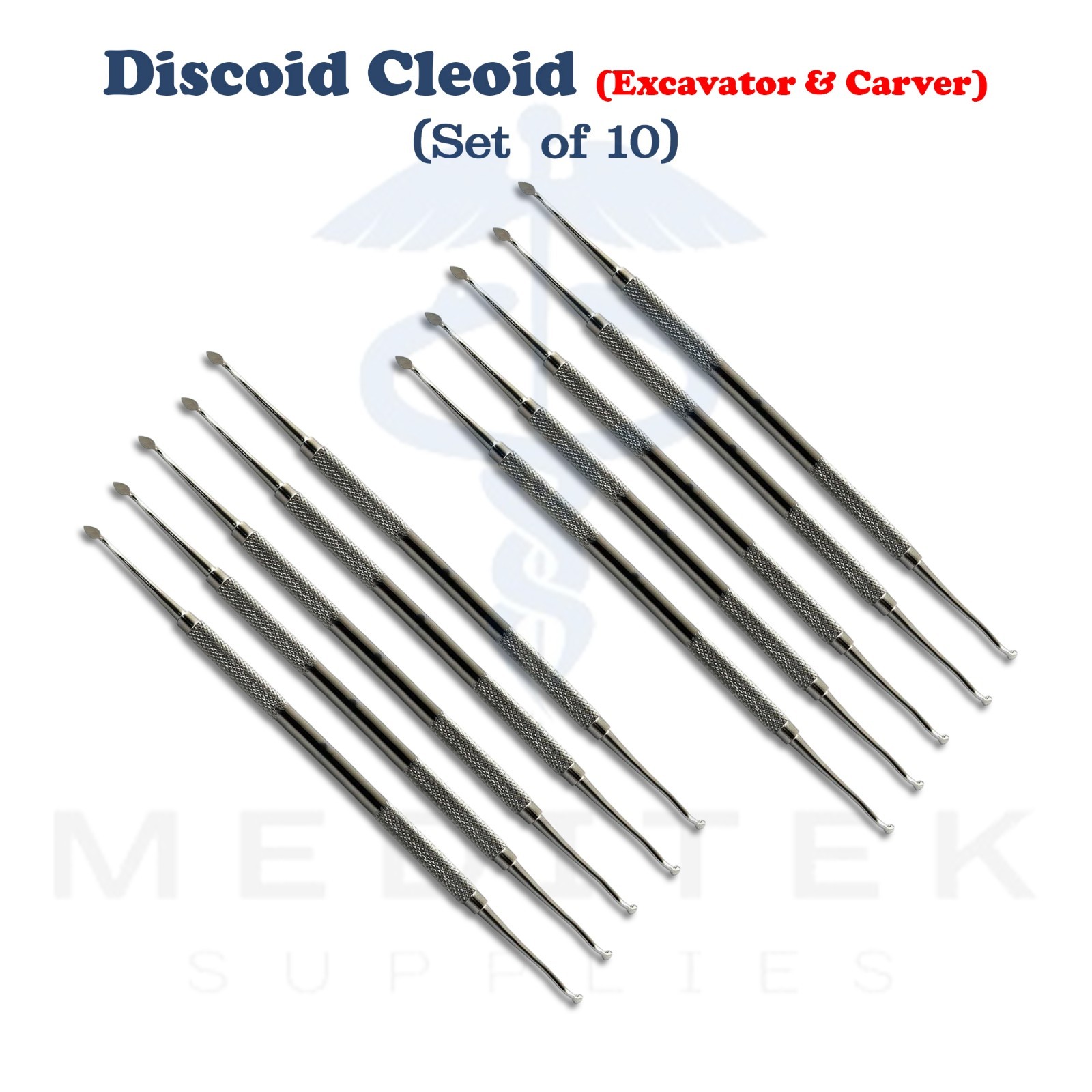 10 PCs Cleoid Discoid Excavator Restorative Carver Double Ended Dental Tools CE