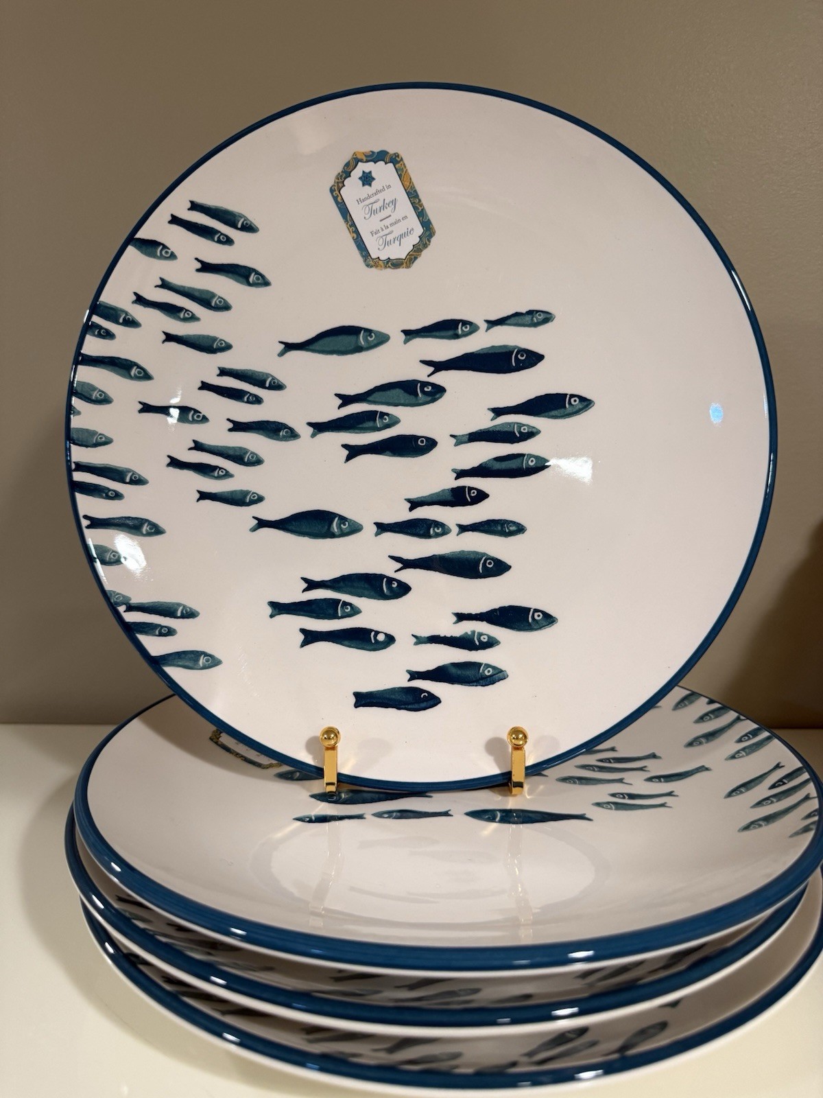 Set of 4 Papart Coastal Fish Dinner Plates 11” – Nautical Beach House Tableware