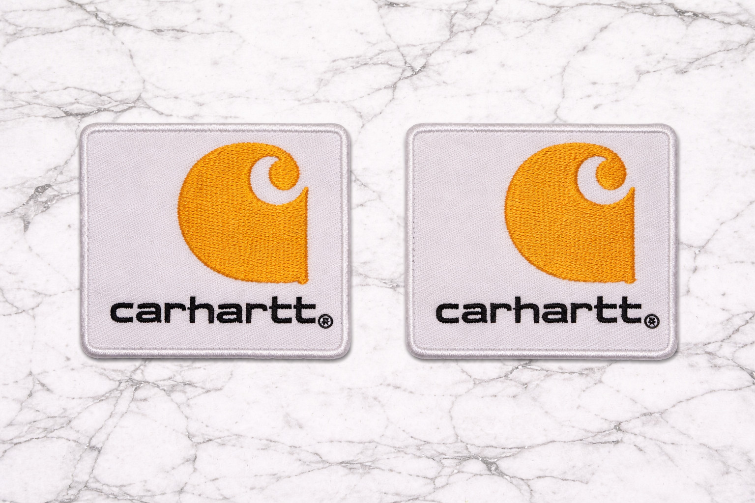 LOT OF 2 CARHARTT LOGO EMBROIDERED IRON OR SEW ON PATCH 1.75\