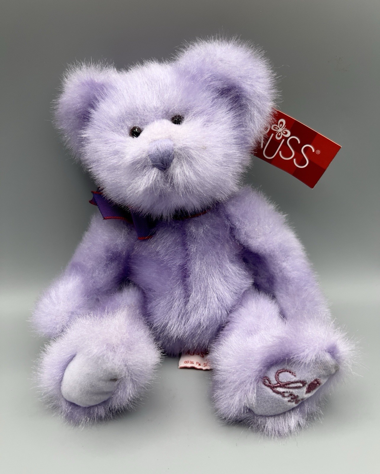 Vintage Russ Berrie Aphrodite PurpleLavender Teddy Bear Love Heart Plush