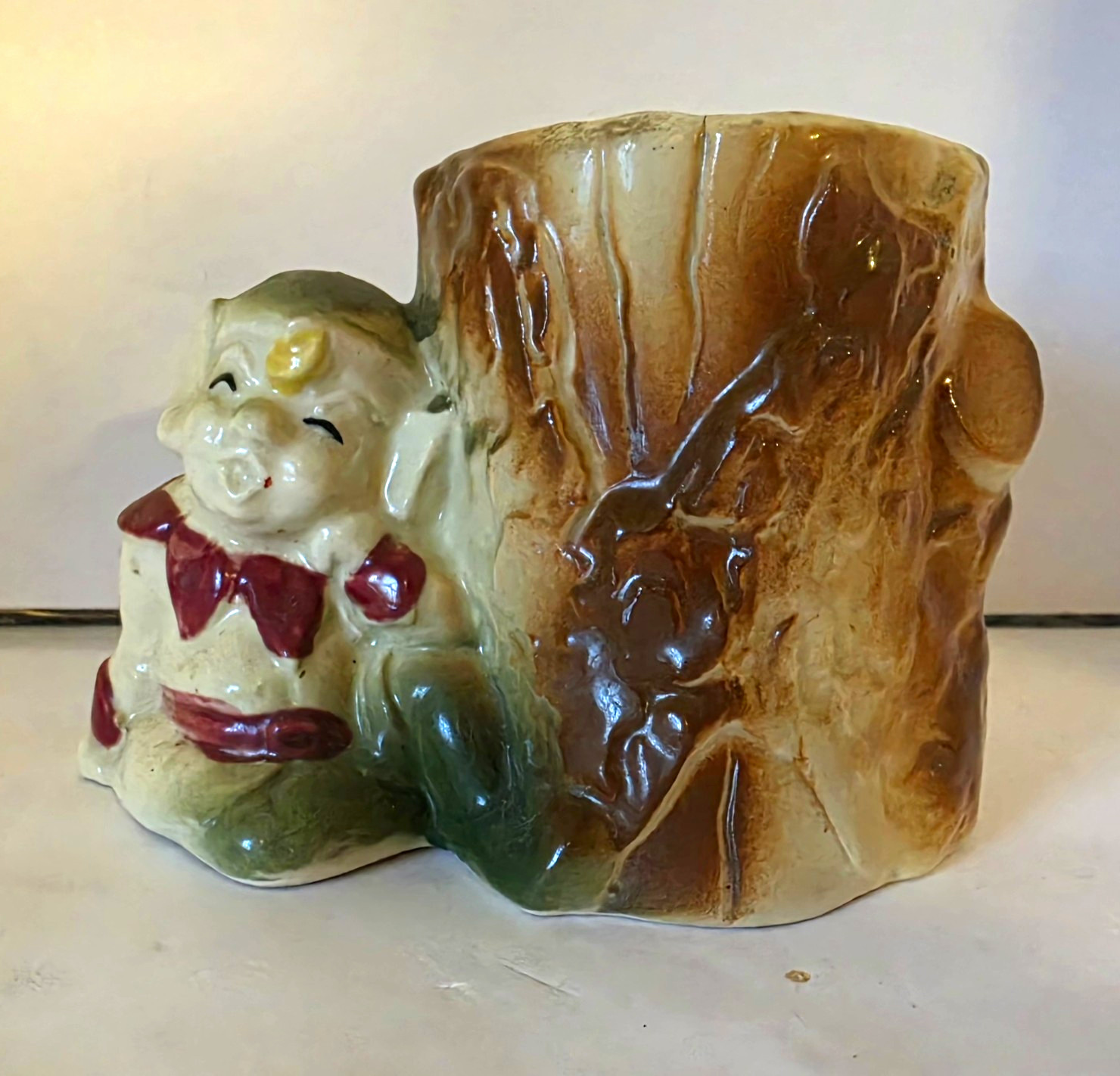 Vintage 1950s Ceramic Pixie Elf Tree Stump Planter Mid Century Woodland Cottagec Vintage 1950s Ceramic Pixie Elf Tree Stump Planter Mid Century Woodland Cottagec