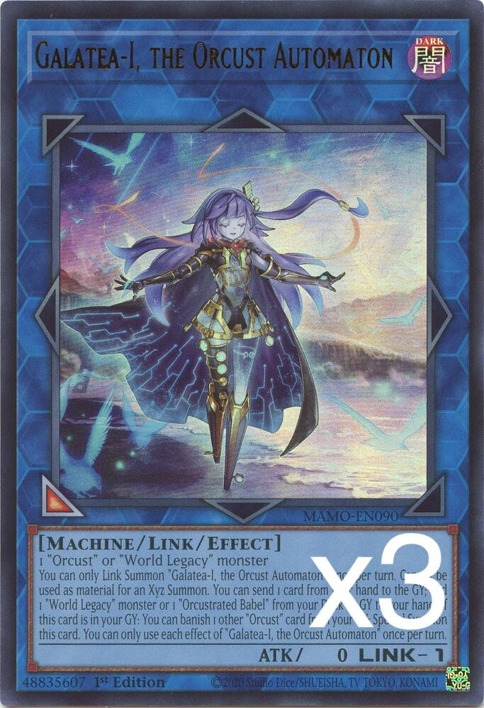 3X Yugioh Galatea-I, the Orcust Automaton MAMO-EN090 Ultra Rare 1st Edition NM