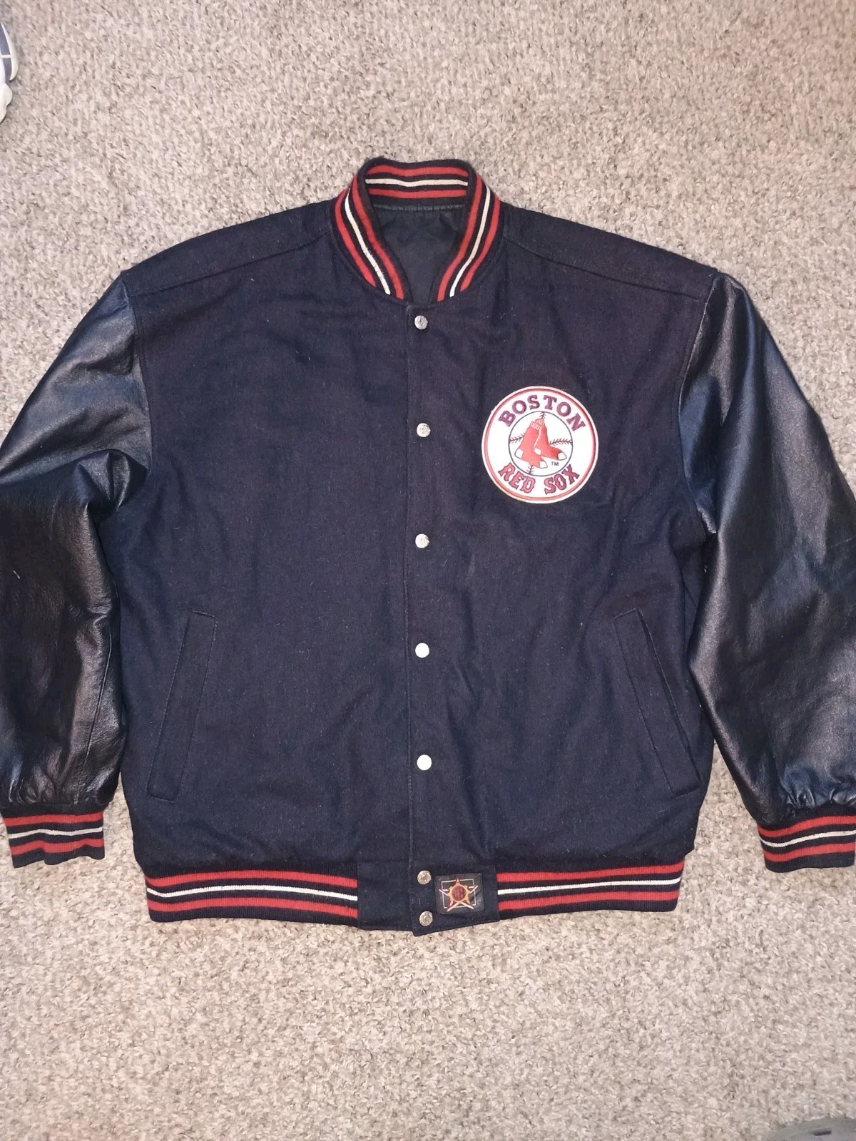 VINTAGE J H DESIGN BOSTON RED SOX MLB REVERSIBLE VARSITY JACKET sz XL VINTAGE J H DESIGN BOSTON RED SOX MLB REVERSIBLE VARSITY JACKET sz XL