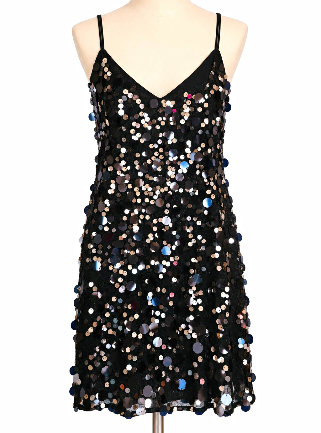 Ramy Brook New York Black/Silver Sequin V-Neck Mini Party Dress Size 4