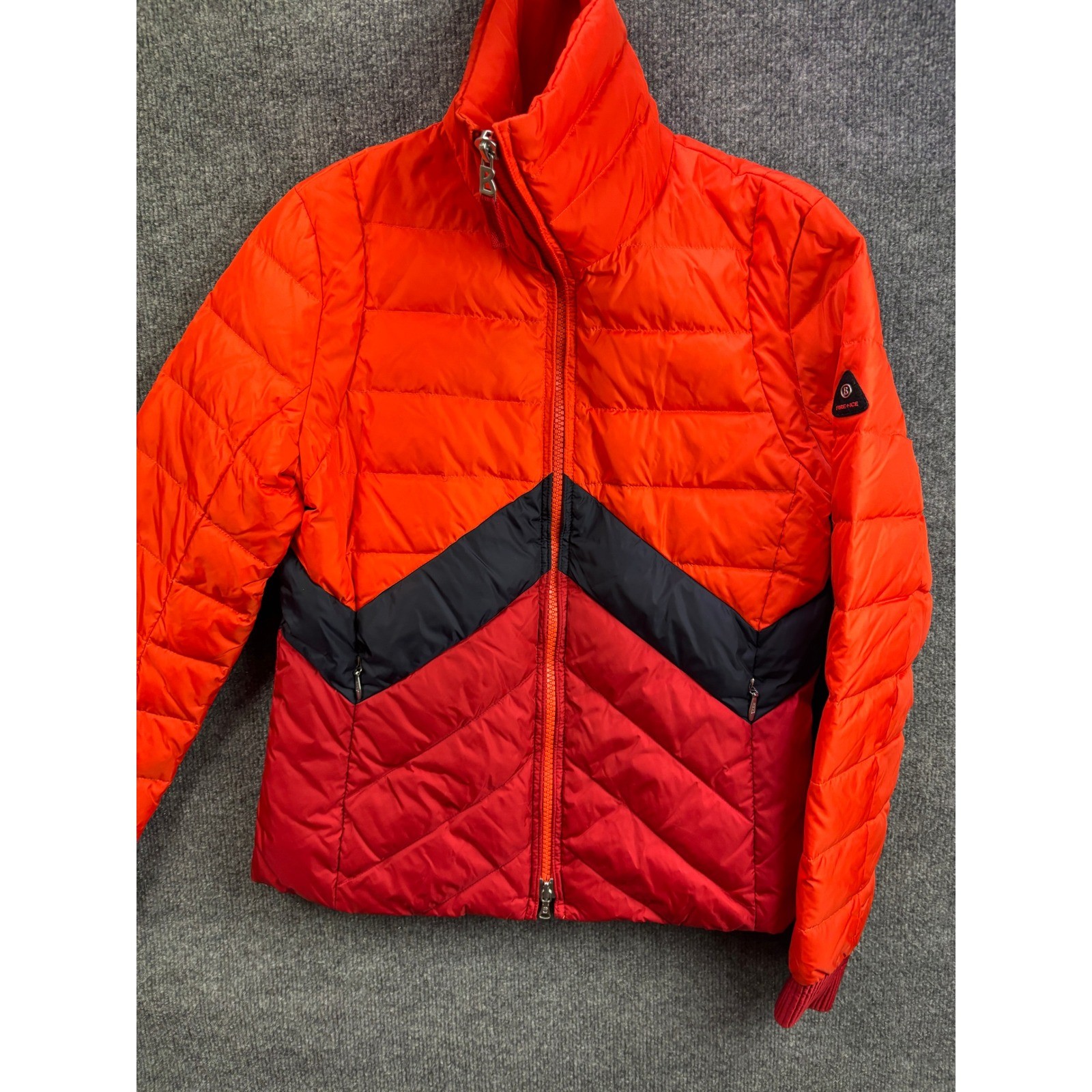 Bogner Fire + Ice Puffer Jacket Womens 8 Orange Red Chevron Down Ski Coat