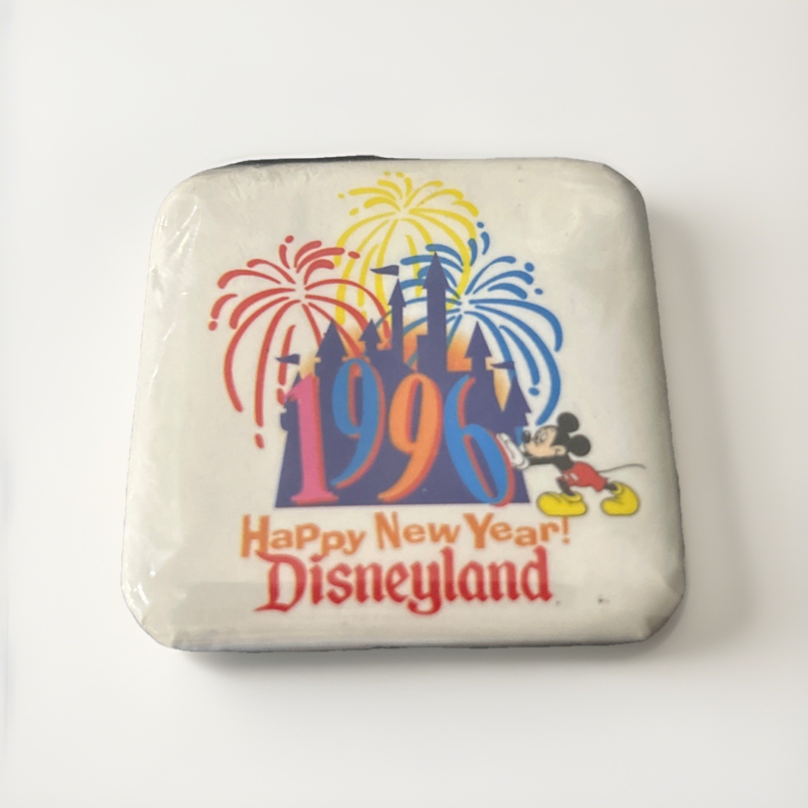Vintage Walt Disney World's Happy New Year 1996 Pinback Button 2 x 2