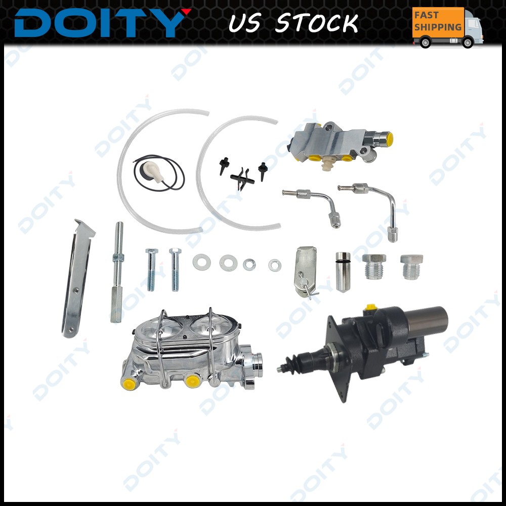 Hydraulic Power Brake Booster Universal Hydrobooster Chrome Master Disc Drum Kit