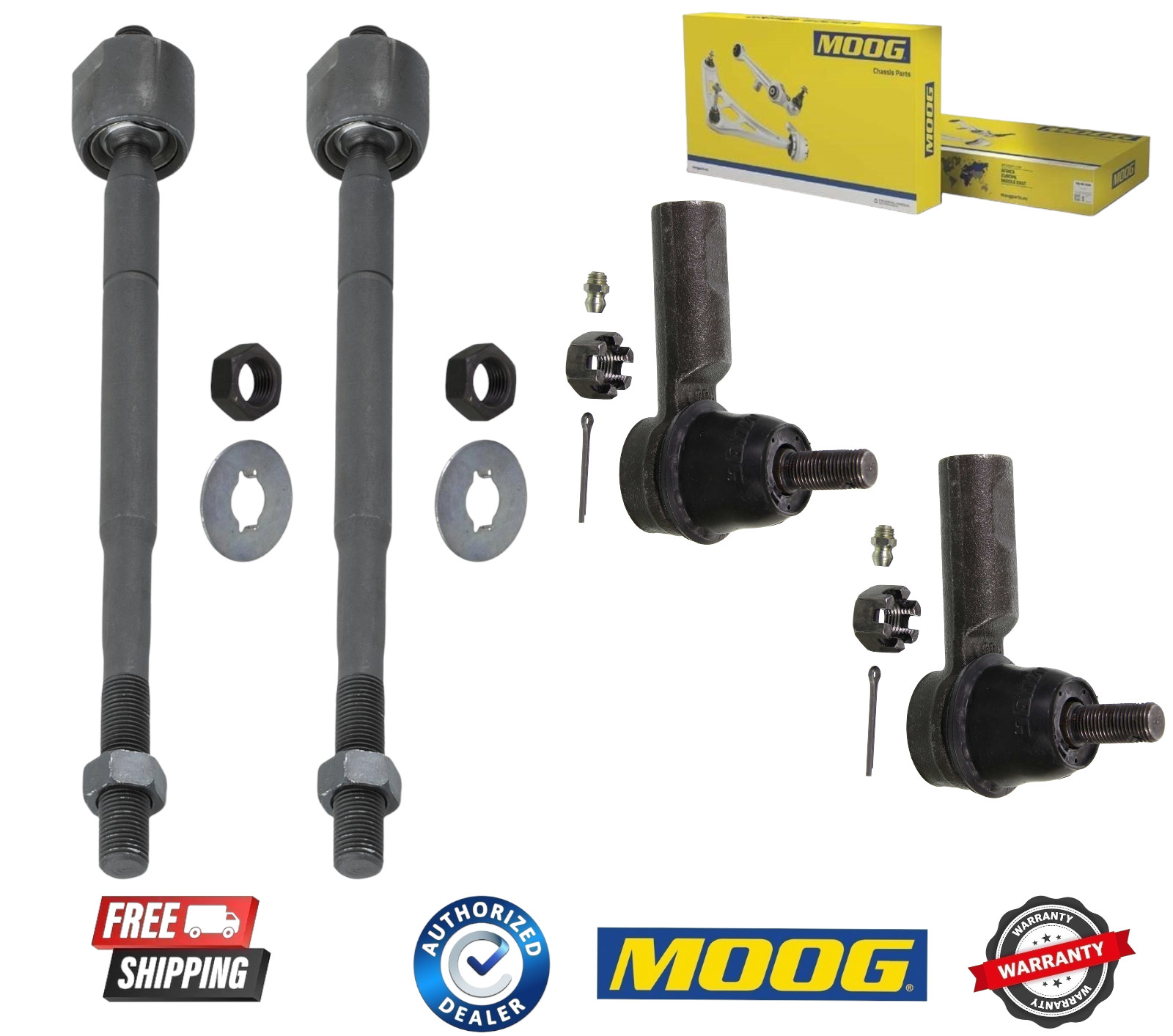 Front Inner and Outer Steering Tie Rod End 4PCS Set Moog For Toyota Tacoma RWD Front Inner and Outer Steering Tie Rod End 4PCS Set Moog For Toyota Tacoma RWD