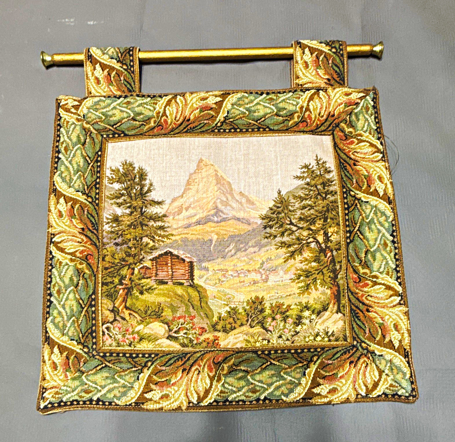 Vintage Belgium wall tapestry 14x13.5 inch Alpine mountain Vintage Belgium wall tapestry 14x13.5 inch Alpine mountain