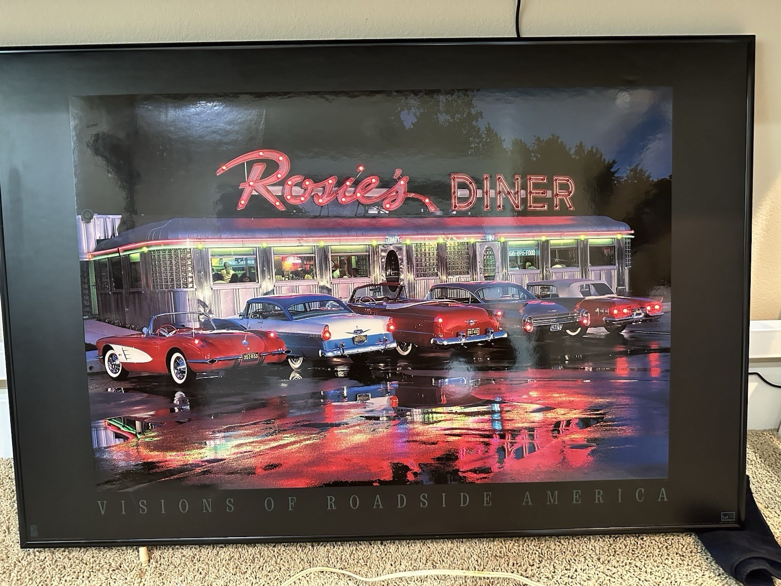 Rosies Diner, Visions Of Roadside America, Rare Authentic 1994 Lighted Art Print