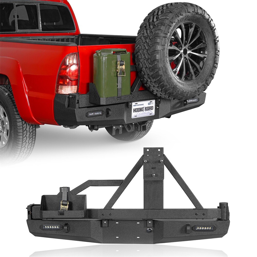 Fit 05-15 Toyota Tacoma Rear Bumper w/ Jerry Can Holder & Swing Out Tire Carrier