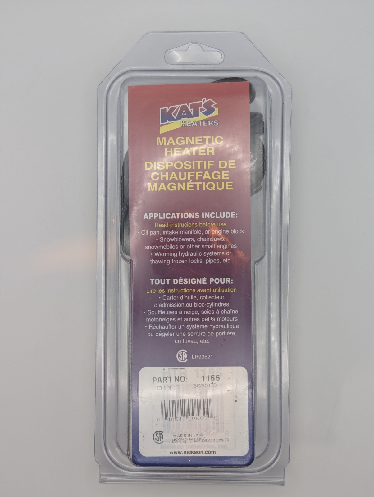 Kats 1155 Magnetic Mechanic Auto Heater 200 Watt Made in the USA