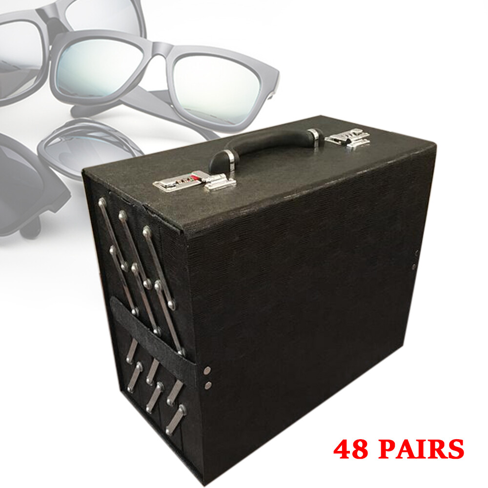 48 Pairs Foldable Multicase Sunglass Eyeglasses Suitcase Display Case PU
