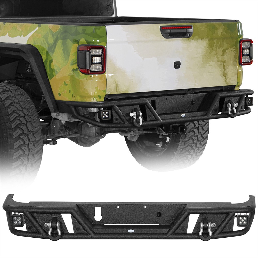 Off-Road Tubular Steel Rear Back Bumper w/D-ring for 2020-2026 Jeep Gladiator JT