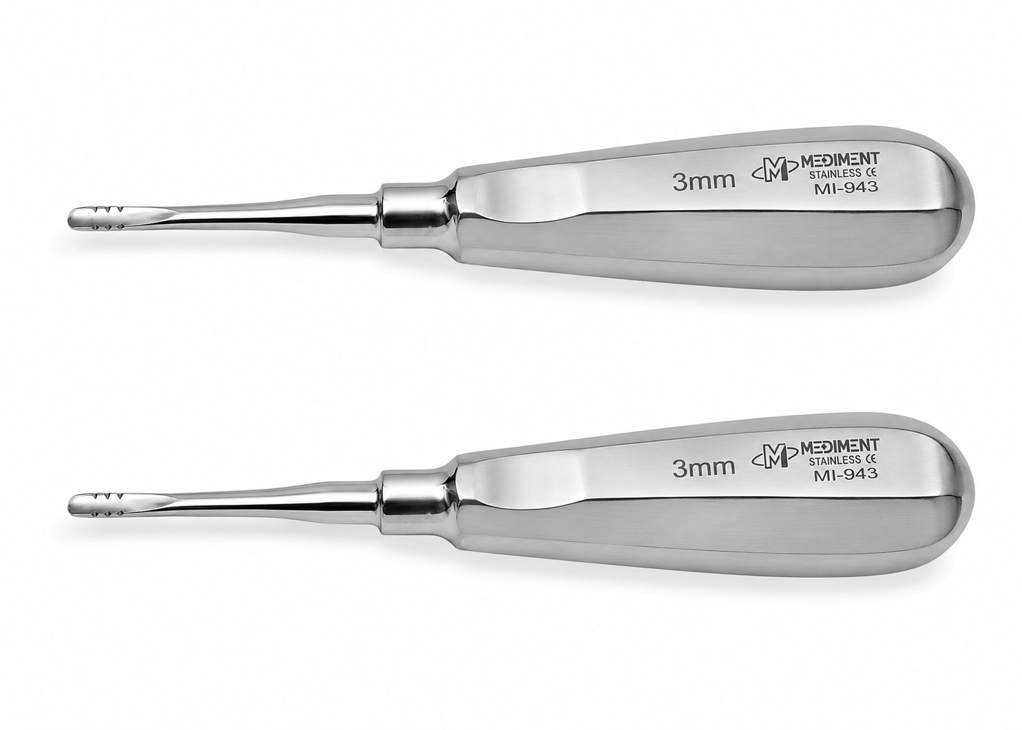 2 Pcs FRENCH STEEL 3mm DENTAL LINDO LEVIEN LARGE STRAIGHT SERRATED ELEVATOR