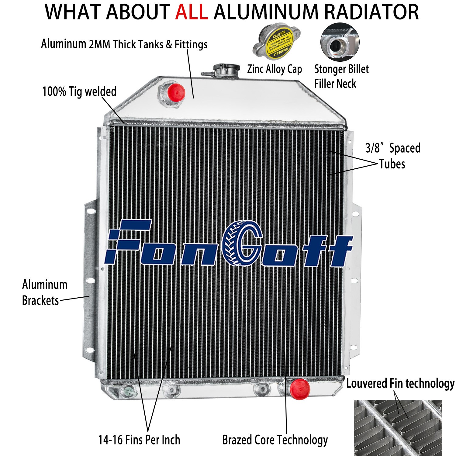 3-Rows Radiator For 1942-1952 Ford F1 F2 F3 Pickup Chevy V8 Engine CC4252CH