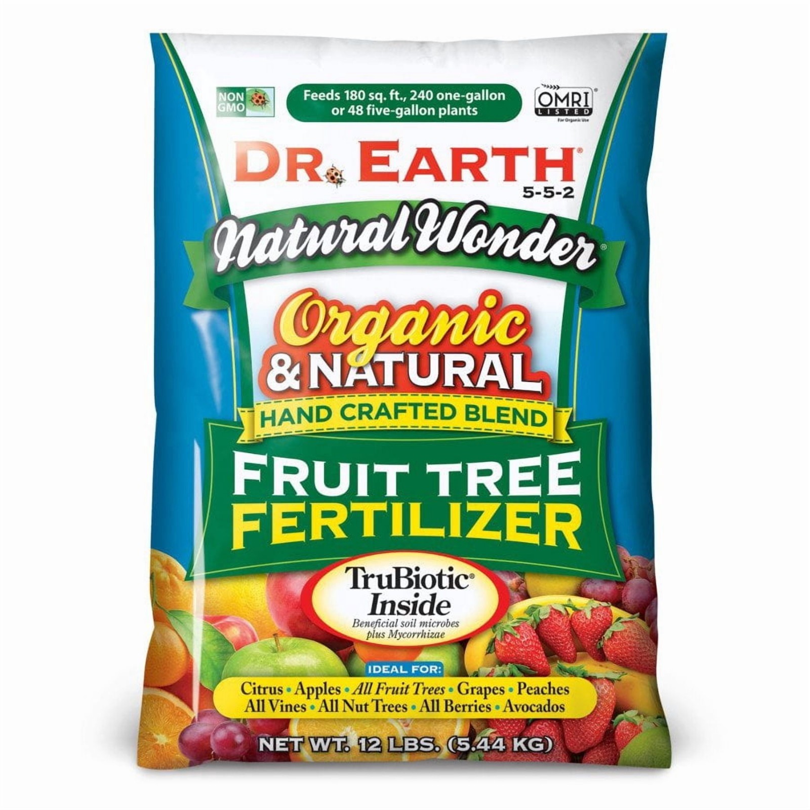 Dr Earth Natural Organic Natural Wonder Fruit Tree Food 5-5-2 Fertilizer 12 Lb