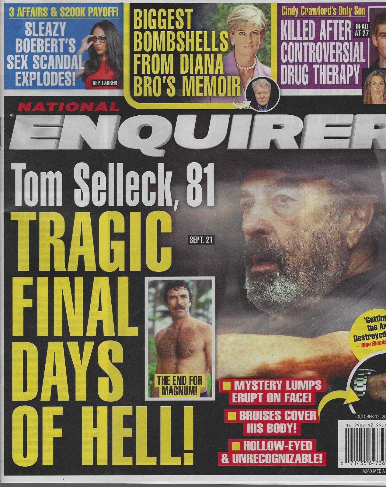 National Enquirer Magazine October 12th 2026: Tom Seleck\'s final days
