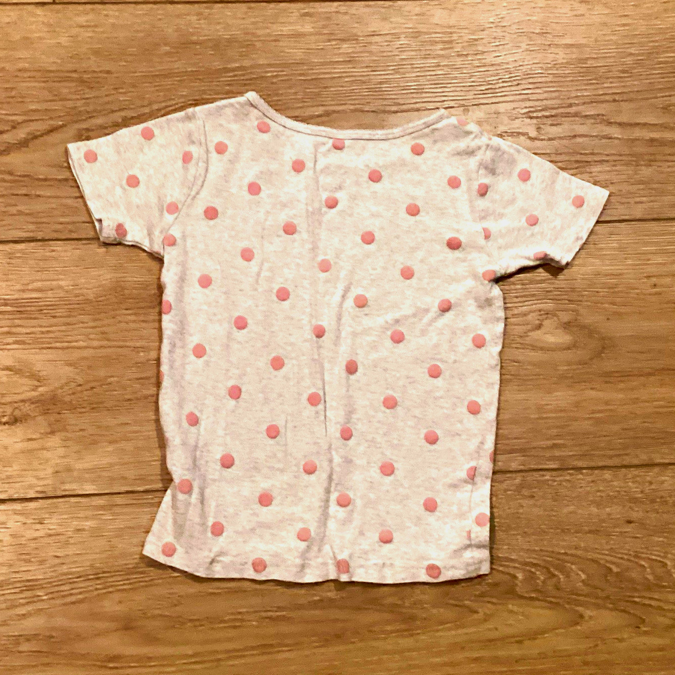 Carter's Girls Cotton Polka Dot T-Shirt Gray/Pink Bow Crew Neck One Size