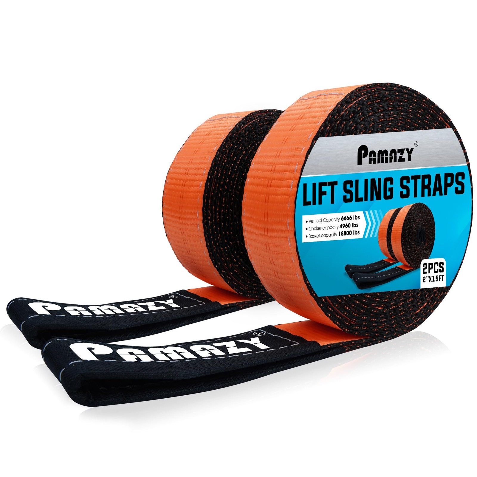2”x15\' Sturdy Lift Sling Strap, 18800lbs Heavy Duty Lifting Web Sling—2 PCS 2”x15\' Sturdy Lift Sling Strap, 18800lbs Heavy Duty Lifting Web Sling—2 PCS