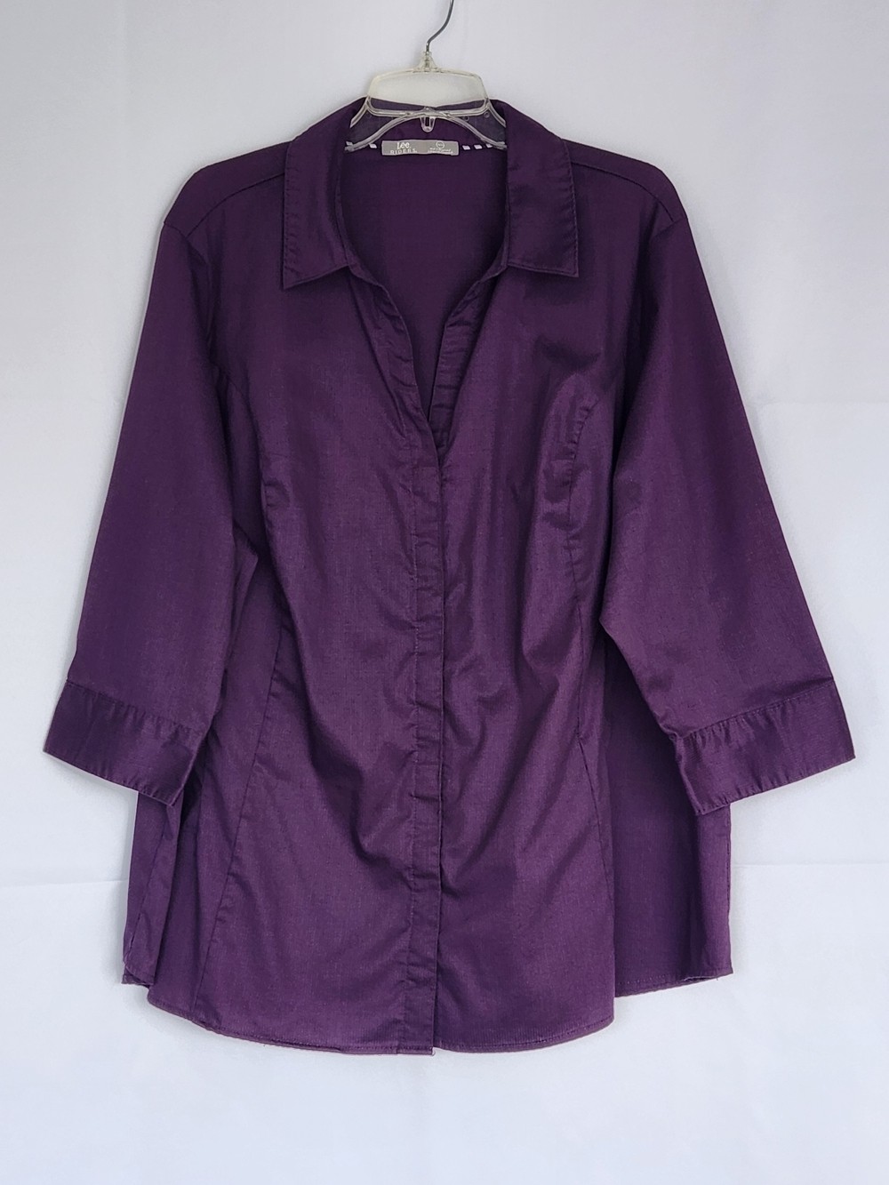 Lee Deep Purple Button-Front Collared Shirt PLUS SIZE 3X