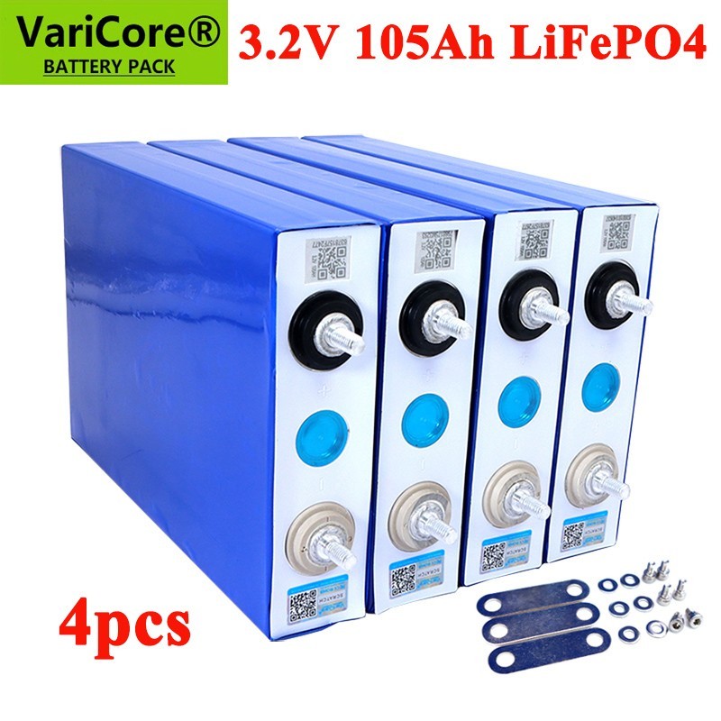 4Pcs 3.2V 105Ah LiFePO4 Battery Cells for 12V Solar Golf Cart Off-Grid Syste