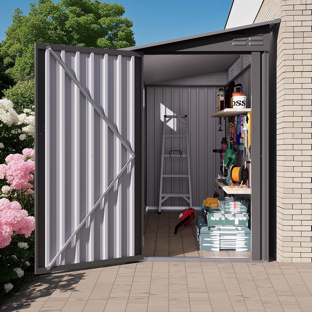 4 x 9 FT Outdoor Storage Shed, Metal Garden Shed Tool House Sloping Roof,2 vents 4 x 9 FT Outdoor Storage Shed, Metal Garden Shed Tool House Sloping Roof,2 vents