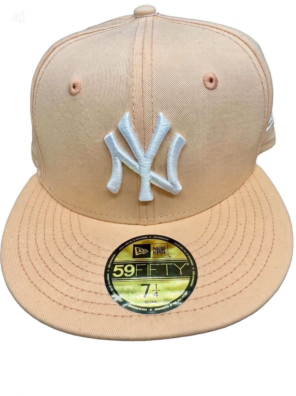 New Era 59FIFTY New York Yankees MLB Beige Fitted Cap Hat Size 7 1/4