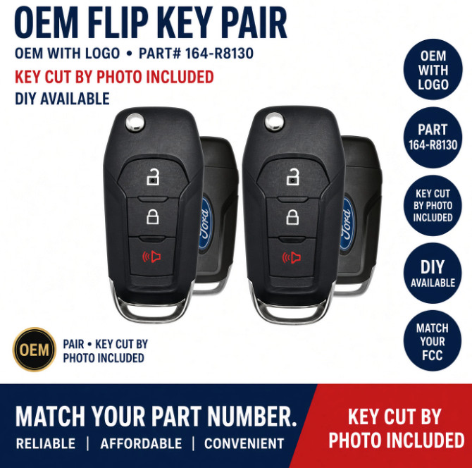 Pair OEM Ford Flipkeys 164-R8130 N5F-A08TAA Key Cut Included Pair OEM Ford Flipkeys 164-R8130 N5F-A08TAA Key Cut Included