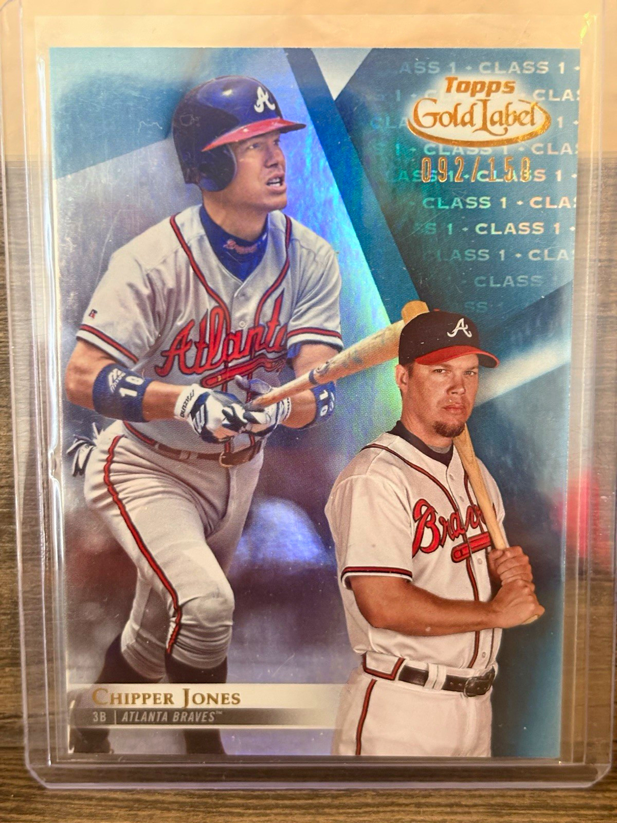Topps 2018 Gold Label Chipper Jones Atlanta Braves #8 Class 1 Blue /150