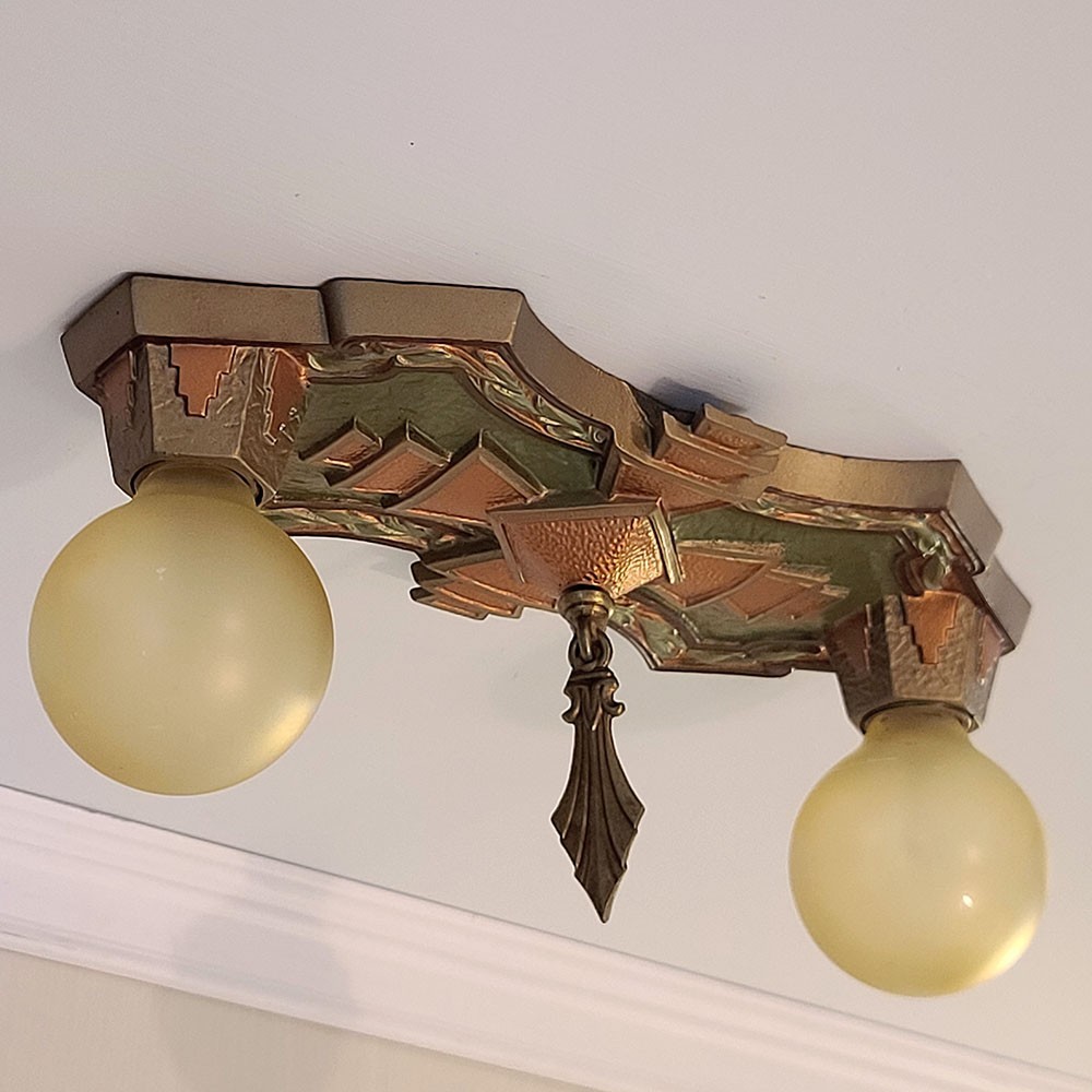Antique 1920's ART DECO PERIOD Ceiling Light FIXTURE by MARKEL, RESTORED