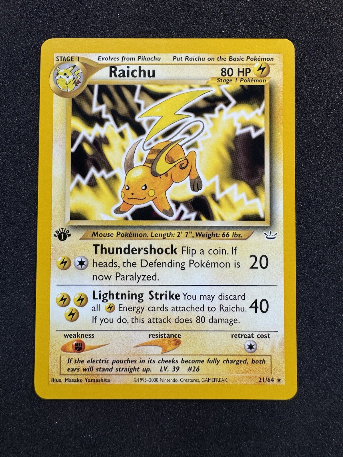 Pokemon Raichu 21/64 1st Edition Neo Revelation Non-Holo Rare 2001