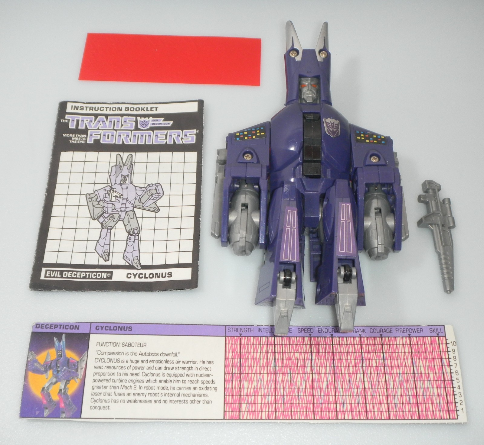 Vintage 1986 Cyclonus Jet Transformers G1 100% Complete Figure Tech Specs Robot