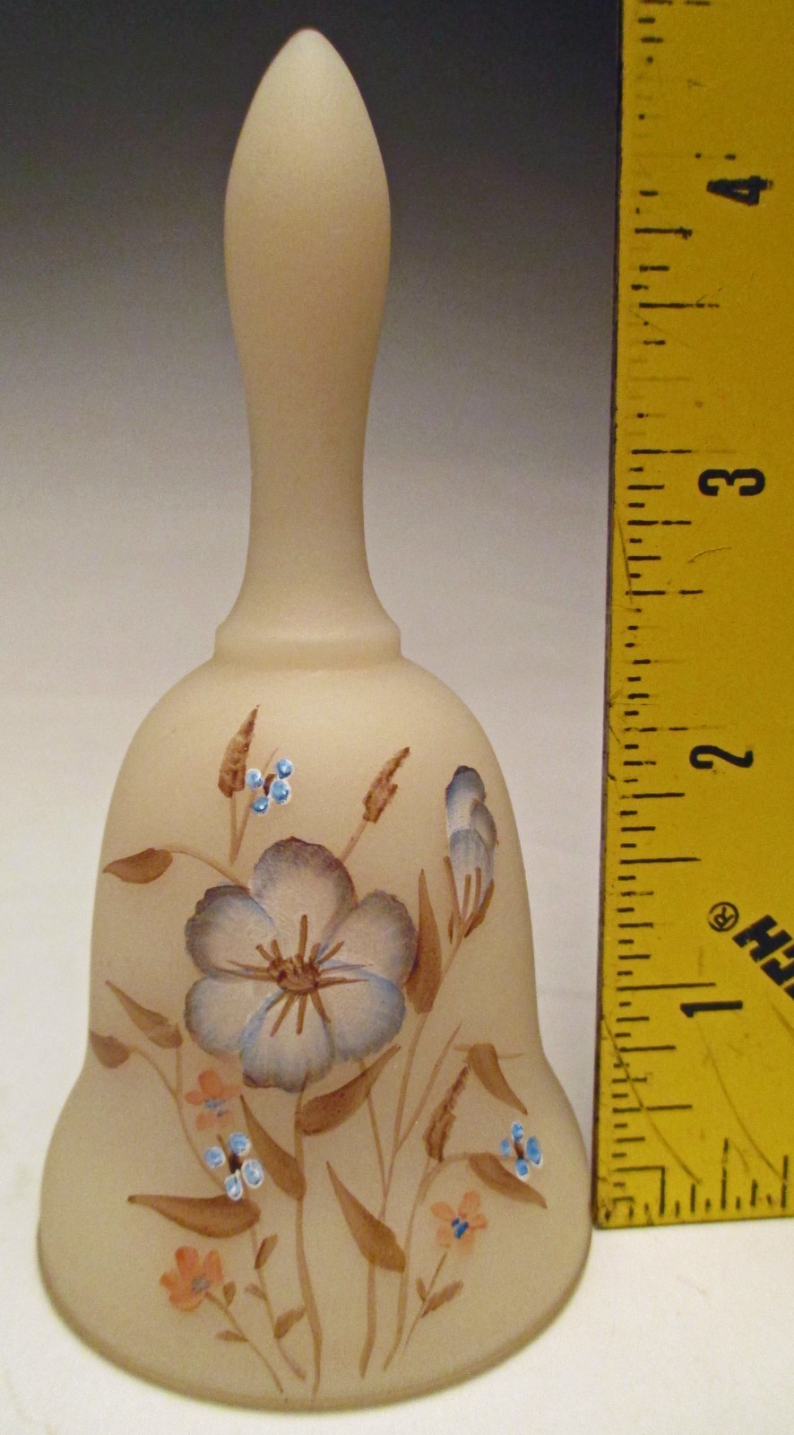 Vintage Fenton 1983 Petite Bell Hand Painted Wildflowers on Cameo Satin #1760FD